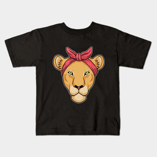 Lioness with Ribbon red Kids T-Shirt by Markus Schnabel